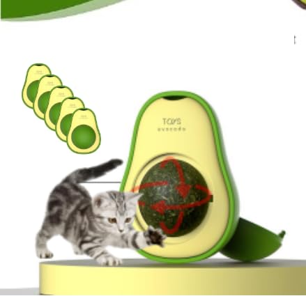ASR-vr Avocado cat Toy,Catnip Balls Rotate 360 Degrees One Bag of Five