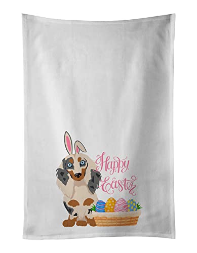 Caroline's Treasures WDK4997WTKT Longhair Cream Dapple Dachshund Easter White Kitchen Towel Set of 2 Dish Towels Decorative Bathroom Hand Towel for Hand, Face, Hair, Yoga, Tea, Dishcloth, 19 X 25, Wh