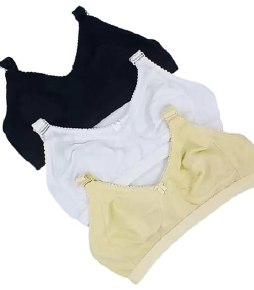saklana Women's Cotton Blend C-Cup Non-Padded Heavy Bust Seamless Minimizer Full Coverage Non-Wired T-Shirt Everyday Bra Combo Pack of 3-picture-38