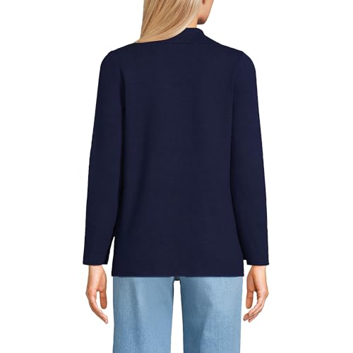 Image of Lands' End Womens FG Ctn Btn Front Blazer Sweater Deep Sea Navy Petite Large