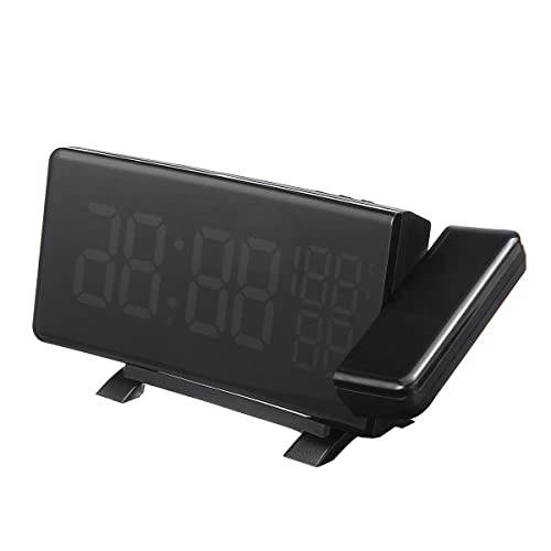 RayGenius Reloj Despertador Digital De ProyeccióN, para Dormitorios, Reloj Radiocontrolado, TermóMetro Exterior, HigróMetro EstacióN De PrevisióN InaláMbrica, Doble Despertador con Pantalla LED