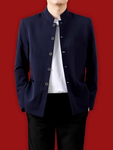 Dragon Embroidery Zhongshan Suit Coat for Men - Stand Collar Jacket for Cultural Festivals2