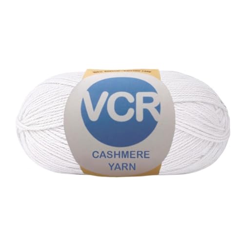 Image of VCR White Cashmere Knitting Yarn, 100 Grams Hank, 265 Meters Length, Acrylic 75% and Nylon 25%, Soft Crosia Thread for Crochet and Knitting, Suitable for Sweaters, Pullovers and Jackets