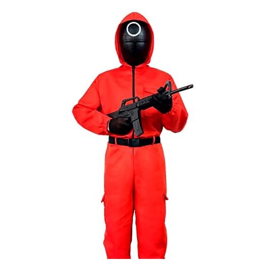 AC – Mono en color rojo con capucha – Incluye mono y cinturón – Ideal para carnaval, halloween, cosplay – Talla M