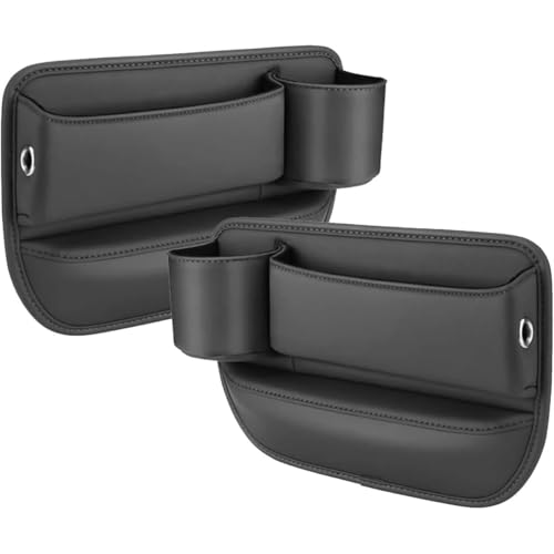 2 Stück Aufbewahrungsbox für Autositz Lücken für Volvo V40 / V50 / V60 / V70 / V90 / XC40 / XC60 / XC70 / XC90 Autositz Aufbewahrungsbox Aus PU Leder Mit Getränkehalter Auto Zubehö F/Black