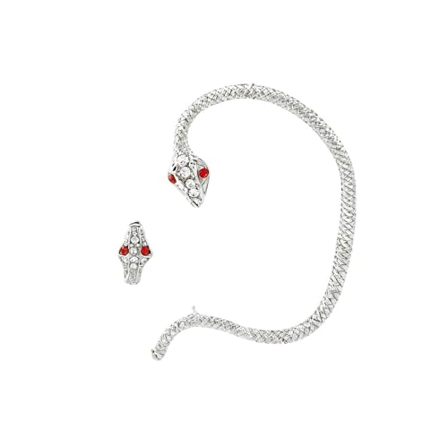 Iaceble Punk Crystal Snake Ear Cuff Earrings for Women Silver