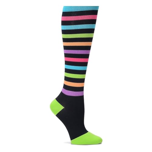 Nurse Mates Socks | 12-14 mmHg Compression | Over The Calf | Comfort Support | 1 Pair | Bright Stripes