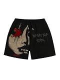 SOLY HUX Mens Graphic Shorts Casual Summer Drawstring Elastic Waist Shorts with Pockets Y2K Streetwear Black Graphic M