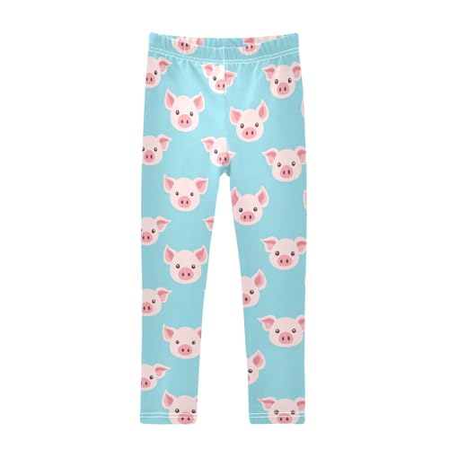 Girls Leggings Pig Blue Cartoon Kids Length Leggings Pants Athletic Yoga Pants Toddler Tights Trousers 4T