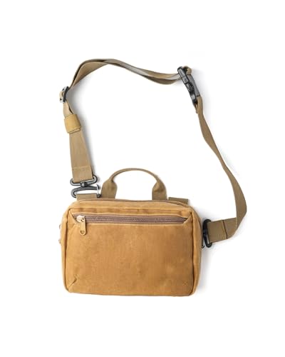 sayram SS1 EDC Sling Bag, Waxed Canvas EDC Sling Backpack, Men's Crossbody Pack Travel Hiking EDC Shoulder Backpack (Waxed canvas-Tan)