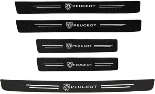 ONEMAJI 5 Piezas Protector Umbral de Puerta para Peugeot 106 107 206 207 306 307 506 507 108 208, Protector Parachoques Trasero Antirayaduras Decoración para Estribos de Coche