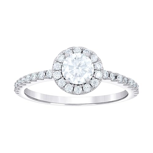 Bague de fiançailles argent sterling 925 avec halo moissanite d'exception