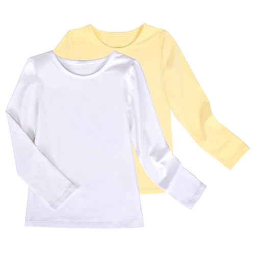 Sunny Fashion 2 Pack Girls Top Tee Shirt Base Layer Comfort Cotton Soft