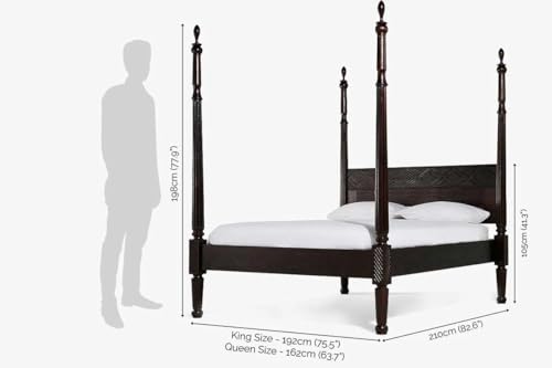 Image of Sheesham Solid Wood Queen Size Maharaja Poster Bed for Home| Beautiful Bedroom (Queen, Maharaja)
