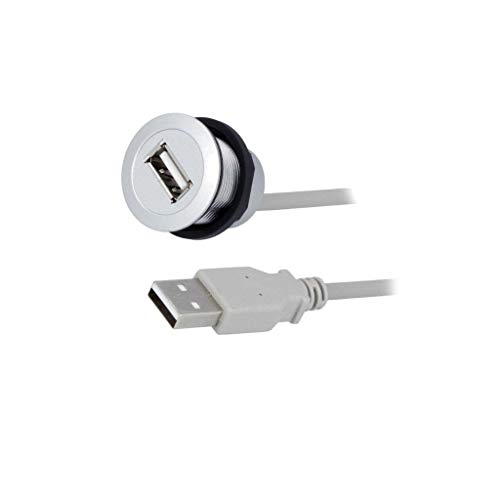 Port USB 22mm har-port HARTING argent IP20 encastrable Ø22,3mm