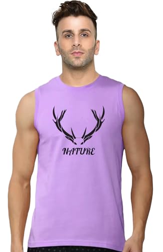 Image of Men's Sleeveless T-Shirt - 100% Pure Cotton, Nature Print - Comfortable Breathable Gym Tank Top