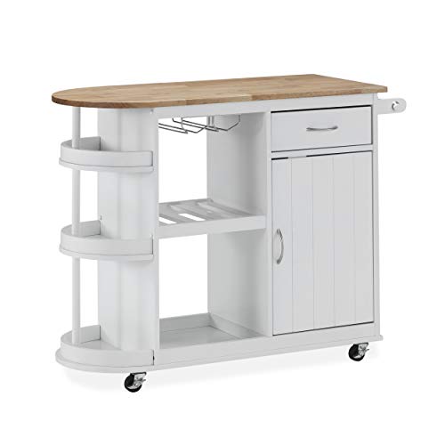 Christopher Knight Home Debby Kitchen Cart With Wheels, White, Natural #TOP15
