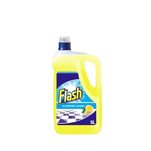 HOCHSTE® Flash Professional All Purpose Cleaner, Lemon Scent, Commercial Grade Multi-Surface Cleaning Solution, Heavy Duty Degreaser for Kitchens, Offices, Floors, Bathrooms, Industrial Use, 5L