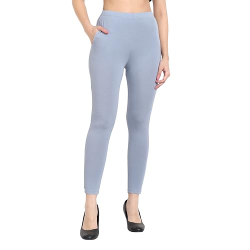 Image of ONE SKY Women Ankle Length Leggings | Premium Cotton Modal Spandex Blend | High Waist Stretchable & Bio-Washed Fabric | Colour-Lock | Ethnic Leggings for Women