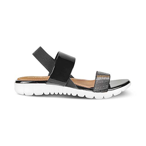 Image of SOLE HEAD Black Flats Sandal for Women