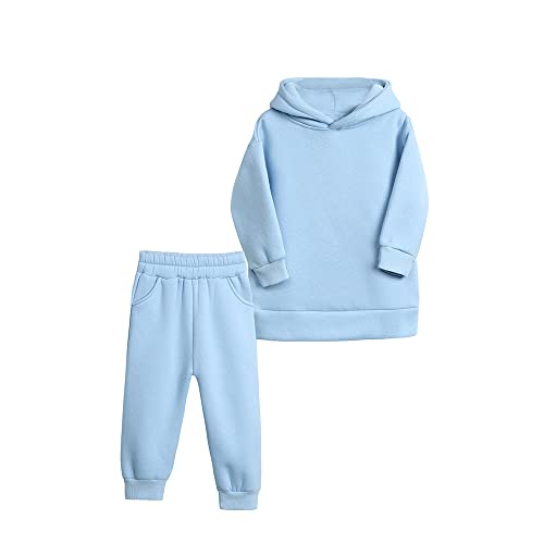 Image of MYGBCPJS Youth 2PCS Jogger Outfits Set Fleece Hooded + Sweatpants Boys Girls Athletic Sweatsuits Pullover Clothes