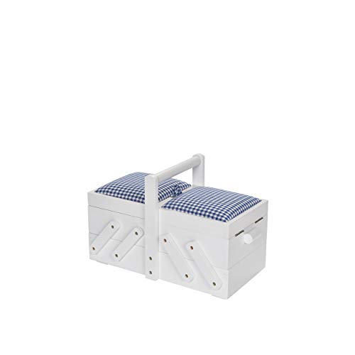 Costurero de madera blanco desplegable Prym 612577 con compartimentos tela 3