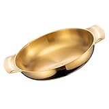 iplusmile Sartén de Acero Inoxidable con Doble Asa Antiescaldante Olla Multiusos para Cocina Coreana para Paella y Mariscos Uso Diario Hogar y Restaurante