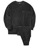 [ヒルトップクラウド] パジャマ メンズ 冬 もこもこ ルームウェア 長袖 裏起毛 フリース 2点セット 丸首 柔らかい 保温 防寒 暖かい 着る毛布 部屋着 伸縮性 大きいサイズ 無地 快適 秋冬