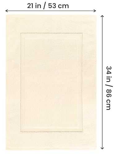 Utopia Towels Cotton Banded Rug, Bath Mats, Not a Bathroom Rug, 21 by 34 Inches, 100% Ring Spun Cotton, Highly Absorbent Shower Bathroom Floor Mat, Ivory, 2 Pack
