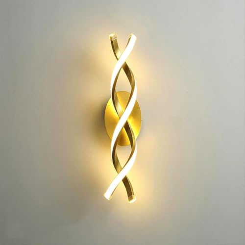 Image of Groeien Modern 3 Color LED Wall Sconce Golden Curl Wall Light for Bedroom Living Room Corridor Lighting Fixtures Wall Mount(Warm+Natural+Coolwhite)(GoldenCurl)