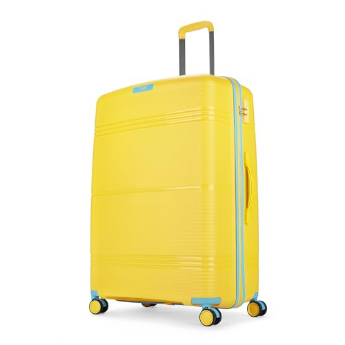 Image of Skybags Large Paratrip Size Hard Luggage (79 Cm) | Polypropylene Luggage Trolley with 8 Spinner Wheels| Bumblebee| Unisex, Yellow