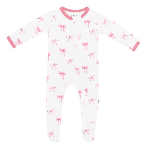 KYTE BABY Infant and Toddler Dual Zipper Footie, Ultra-Soft Rayon Made From Bamboo, Boys and Girls Clothing (Preemie, Bow)