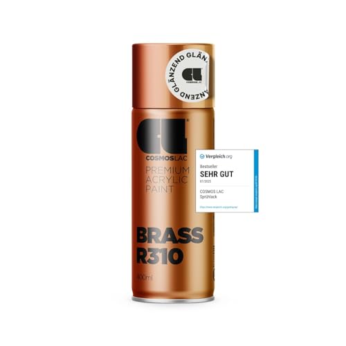COSMOS LAC Acryllack Messing Sprühdose in vielen RAL Farbtönen - 400ml Spraydose perfekt für DIY, Upcycling und andere Lackierarbeiten geeignet (Messing)