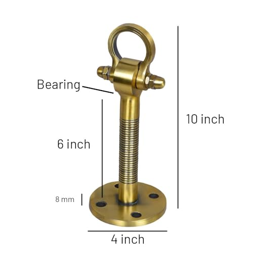 Image of 10 Inch Long Antique Golden Finish Pad Heavy Duty Ceiling Hooks for Hanging Zula for Home with Anchor Bolt Fasteners Suitbale for Hammock Swing Kadu Pack of 2