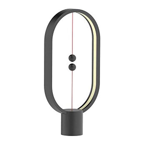 Preisvergleich Produktbild SZMH kreative Tischlampe mit magnetischer Waage, Tischlampe mit Nachtlicht, als Geschenk, magnetische Lampe mit intelligenter Waage, oval, schwarz, robust