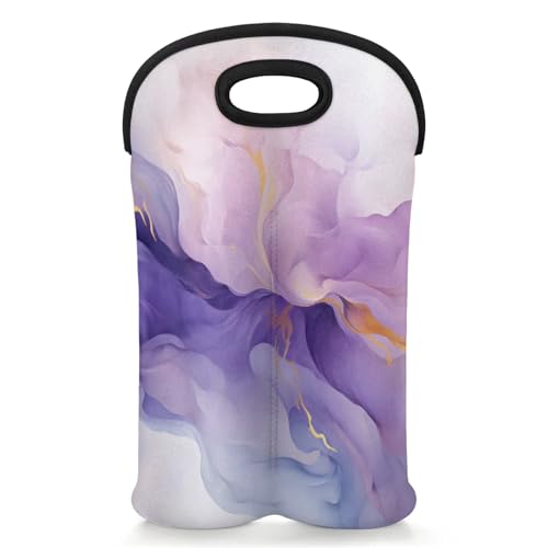 GzLeyigou 2 Bottles Gradient Color Wine Bag Sleeve Totes Abstract Neoprene Protective Wine Carrier Bag for Wine,Water, Champagne, Beer, Baby Bottles,Gift 14.5 x 10 Inches