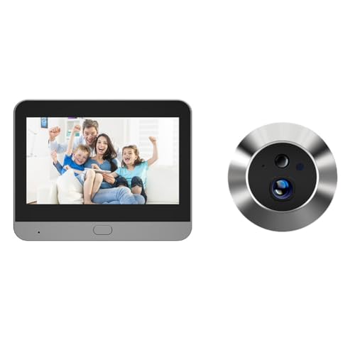 URPIZY Kit de cámara digital de mirilla con visión nocturna de 1080p, pantalla a color de 4,3 pulgadas, sensor de movimiento PIR, compatible con WiFi de 2,4 GHz, para puertas de apartamentos