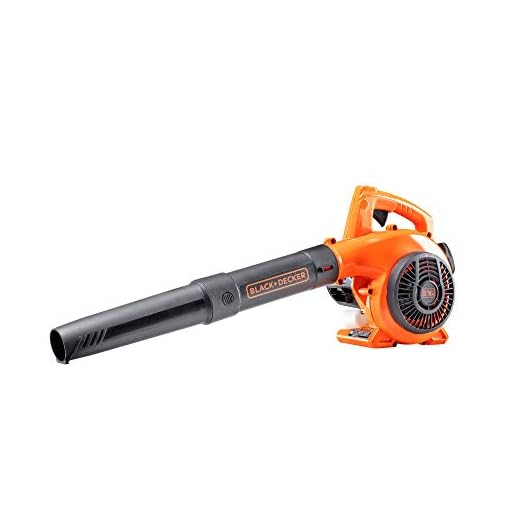 BLACK+DECKER BDXGQAM214103 25cc 2-Cycle Engine Gas Powered Leaf Blower - Handheld Gasoline Blower for Lawn Care, Black and Orange