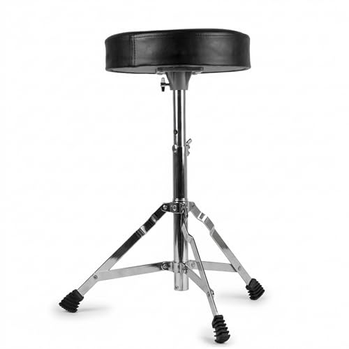 Technote RockJam Tabouret de Batterie Réglable pour Kit de Batterie – Siège de Batterie Pivotant Rembourré, Hauteur Réglable 45 à 55 cm, Pieds Antidérapants,...