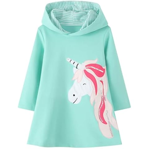FILOWA Girls Hooded Jumper Dress with Sequin Cover