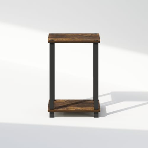Image of Furinno Simplistic Night Stand, 2-Tier Small Nightstand with Open Shelf, Toolless Assembly Bedside Table, End Table, Side Table, for Bedroom, Closet, Dorm, Amber Pine