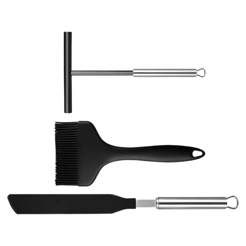Acunny - Espátula para tortitas | 3 piezas Set Espátula con cepillo de aceite | Utensilios de cocina resistentes al calor para desayuno, cocina hamburguesa preparación para comidas