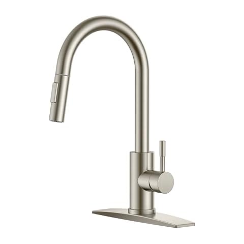 FORIOUS Kitchen Faucets, Brushed Nickel Kitchen Faucet with Pull Down Sprayer, Kitchen Sink Faucet Stainless Steel, High Arc Gooseneck Classic Faucet for Kitchen Sink, Bar, Farmhouse, Laundry Cover