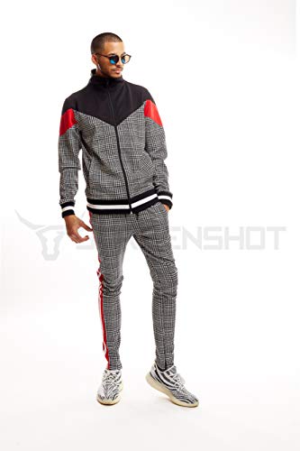 Image of SCREENSHOT-TRACK JACKET Mens Urban Hip Hop Premium Track Jacket - Slim Fit Side Taping Sportswear Urbanwear Streetwear Top