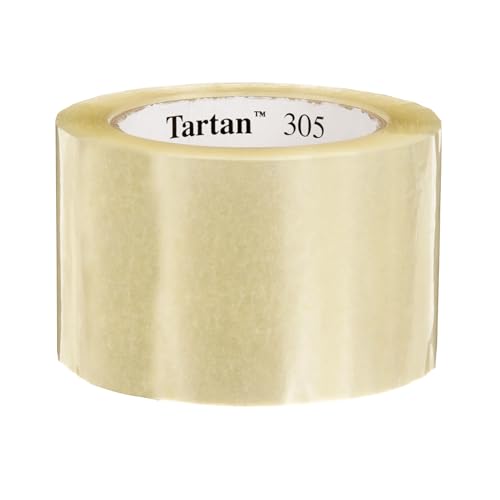 Image of 3M Tartan Box Sealing Tape 305, Clear, 2.83 in x 109.36 yds (72 mm x 100 m) | 24 Rolls Case, Light Duty, Durable