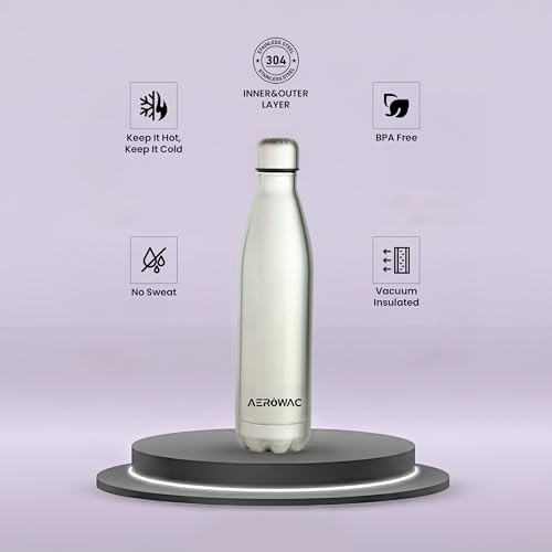Image of 304 Stainless Steel Viva Insulated Flask 750ml | Hot & Cold 24 Hours | Double Wall, Lightweight, Leak Proof, BPA-Free Bottle | Ideal for Office, Gym, School & Travel (Matte Silver, Pack of 1)