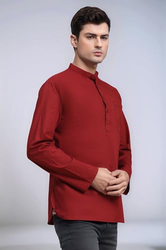 Image of SKAVIJ Men's Long Sleeve Short Tunic Ethnic Wear Cotton Kurta