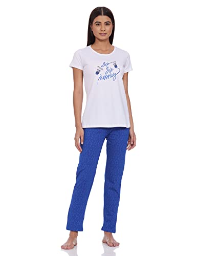 Image of Rupa Women's Cotton Graphic Pajama Pack of 1 (1353A03-WHITE-M White M)