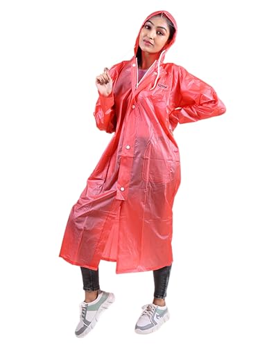 Image of Rupa Rainsuit Women Waterproof PVC Raincoat with Hood & Carry Bag | Lightweight Rainwear for Women with Front Zip | Solid Color | Standard Length | Pack of 1