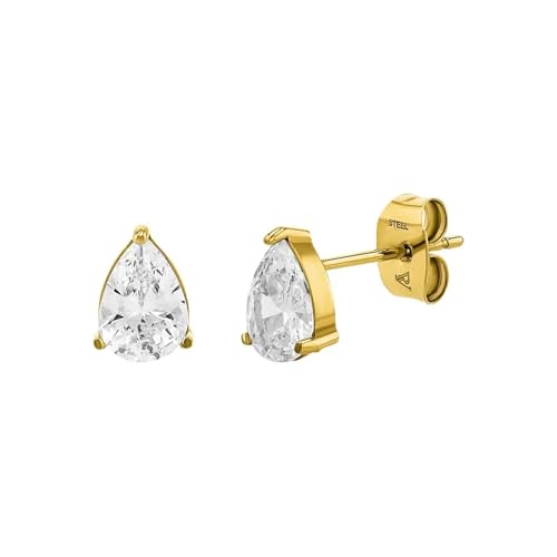 PAUL VALENTINE Teardrop Ohrstecker Damen – 18K vergoldet mit Zirkonia: Luxuriöser Style für jeden Moment. Diese eleganten Ohrstecker aus Edelstahl mit funkelnden Zirkonia-Steinen heben deinen Look